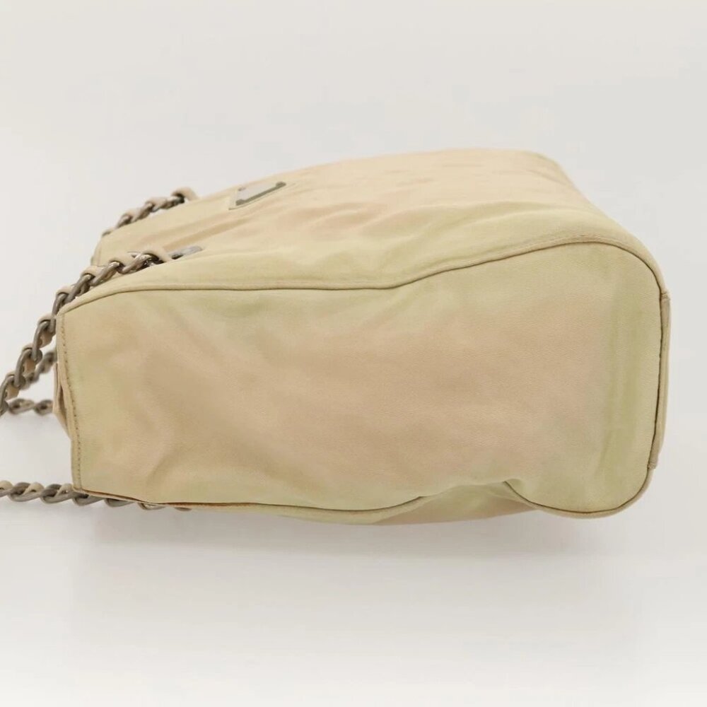 PRADA Chain Shoulder Bag Nylon Beige Auth BD1635 - Picture 5 of 14
